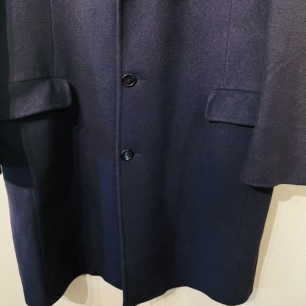 Chaps Wool Coat Classic Long Overcoat Navy/ Deep Purple Women's Size XL READ - Picture 3 of 8